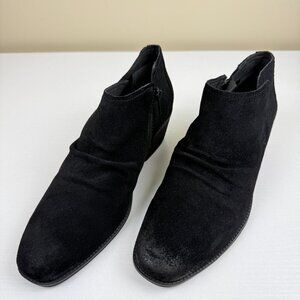 NEW Zodiac Hope Black Suede Ankle Booties Burnished Almond Toe